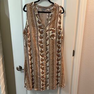J for Justify Brown and Cream Tunic Relaxed Top